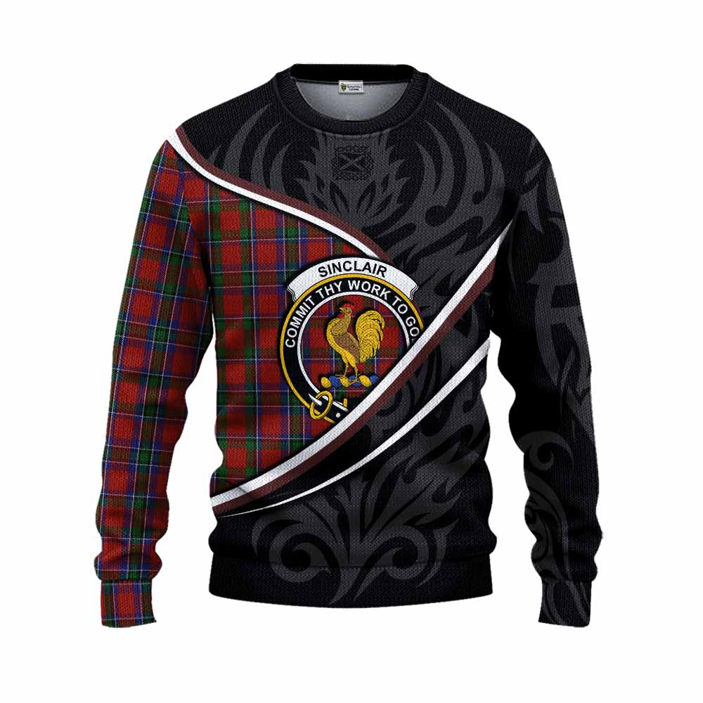 Sinclair Tartan Family Crest Knitted Sweater Celtic Scottish Thistle Floral - Tartan Vibes Clothing