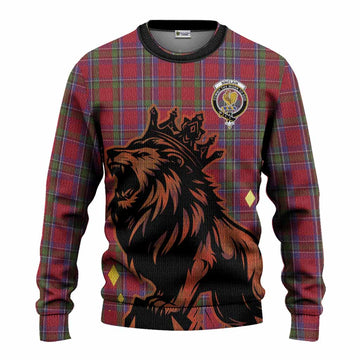 Sinclair Tartan Family Crest Knitted Sweater Crowned Lion Roaring