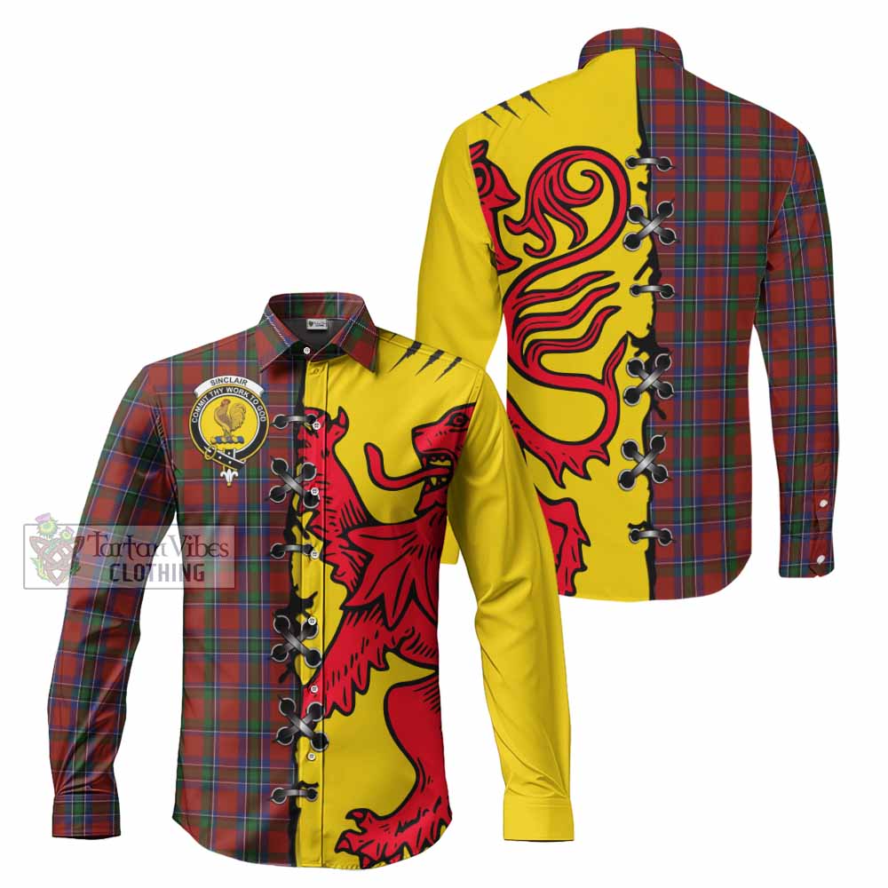 Sinclair Tartan Family Crest Long Sleeve Button Shirts Lion Rampant Honor - Tartan Vibes Clothing