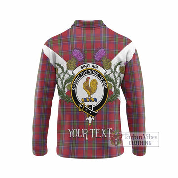 Sinclair Tartan Family Crest Long Sleeve Polo Shirt Scottish Burns Night Thistle Floral