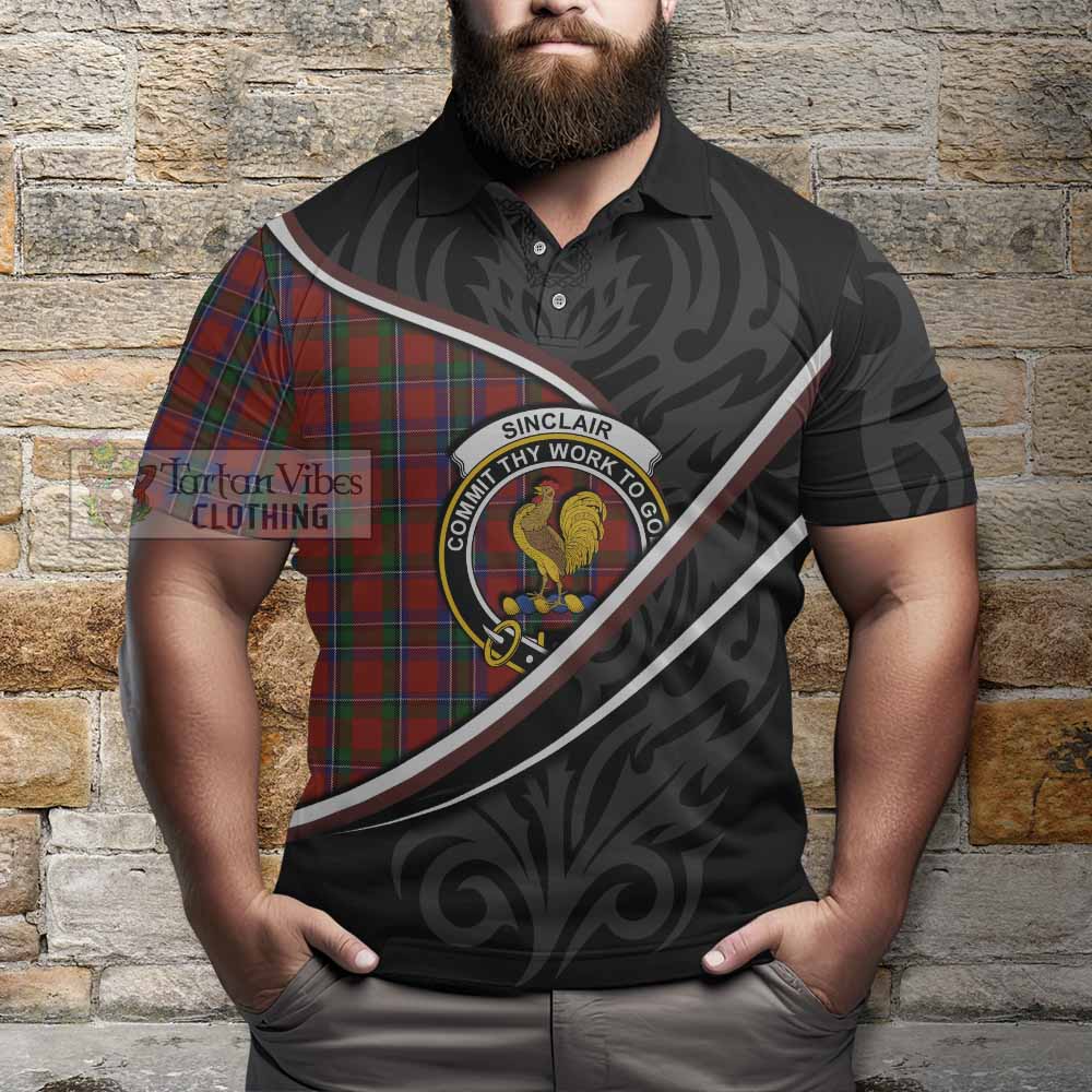 Sinclair Tartan Family Crest Polo Shirt Celtic Scottish Thistle Floral - Tartan Vibes Clothing