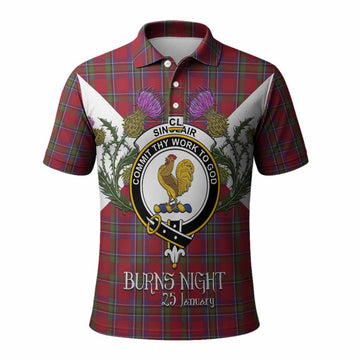 Sinclair Tartan Family Crest Polo Shirt Scottish Burns Night Thistle Floral