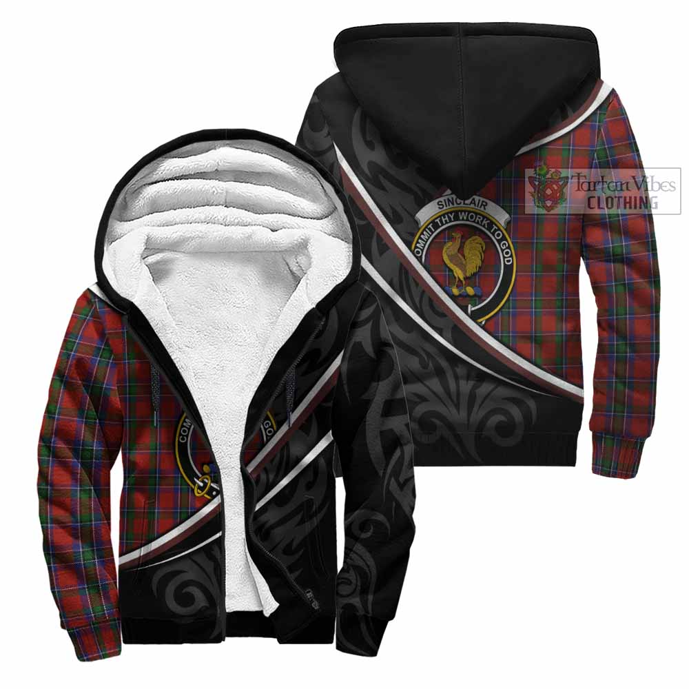 Sinclair Tartan Family Crest Sherpa Hoodie Celtic Scottish Thistle Floral - Tartan Vibes Clothing