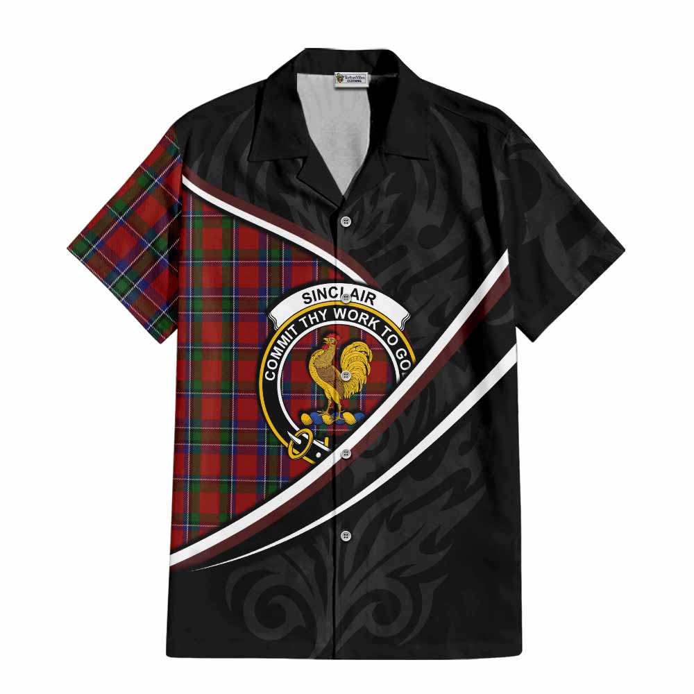 Sinclair Tartan Family Crest Short Sleeve Button Shirt Celtic Scottish Thistle Floral - Tartan Vibes Clothing