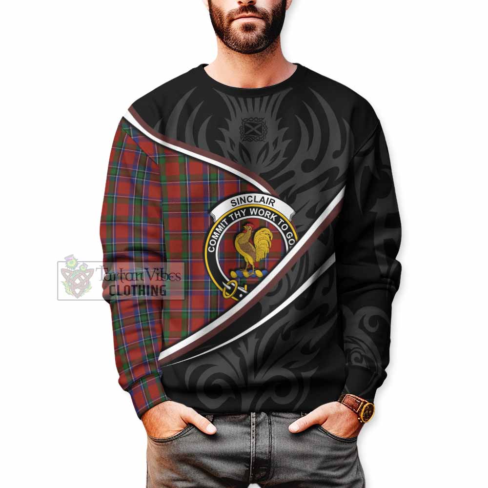 Sinclair Tartan Family Crest Sweatshirt Celtic Scottish Thistle Floral - Tartan Vibes Clothing