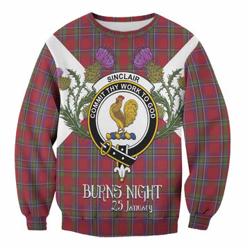 Sinclair Tartan Family Crest Sweatshirt Scottish Burns Night Thistle Floral