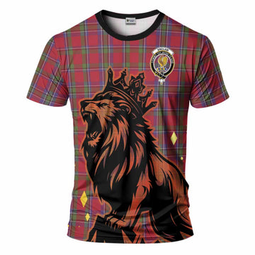 Sinclair Tartan Family Crest T-Shirt Crowned Lion Roaring