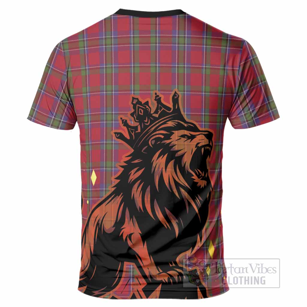 Sinclair Tartan Family Crest T-Shirt Crowned Lion Roaring