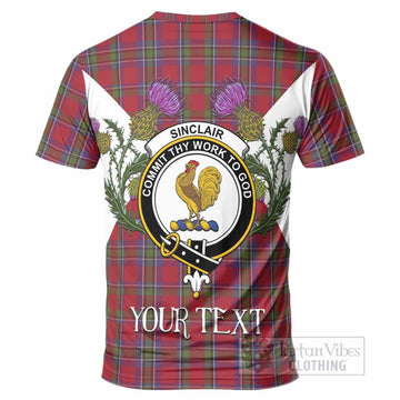 Sinclair Tartan Family Crest T-Shirt Scottish Burns Night Thistle Floral
