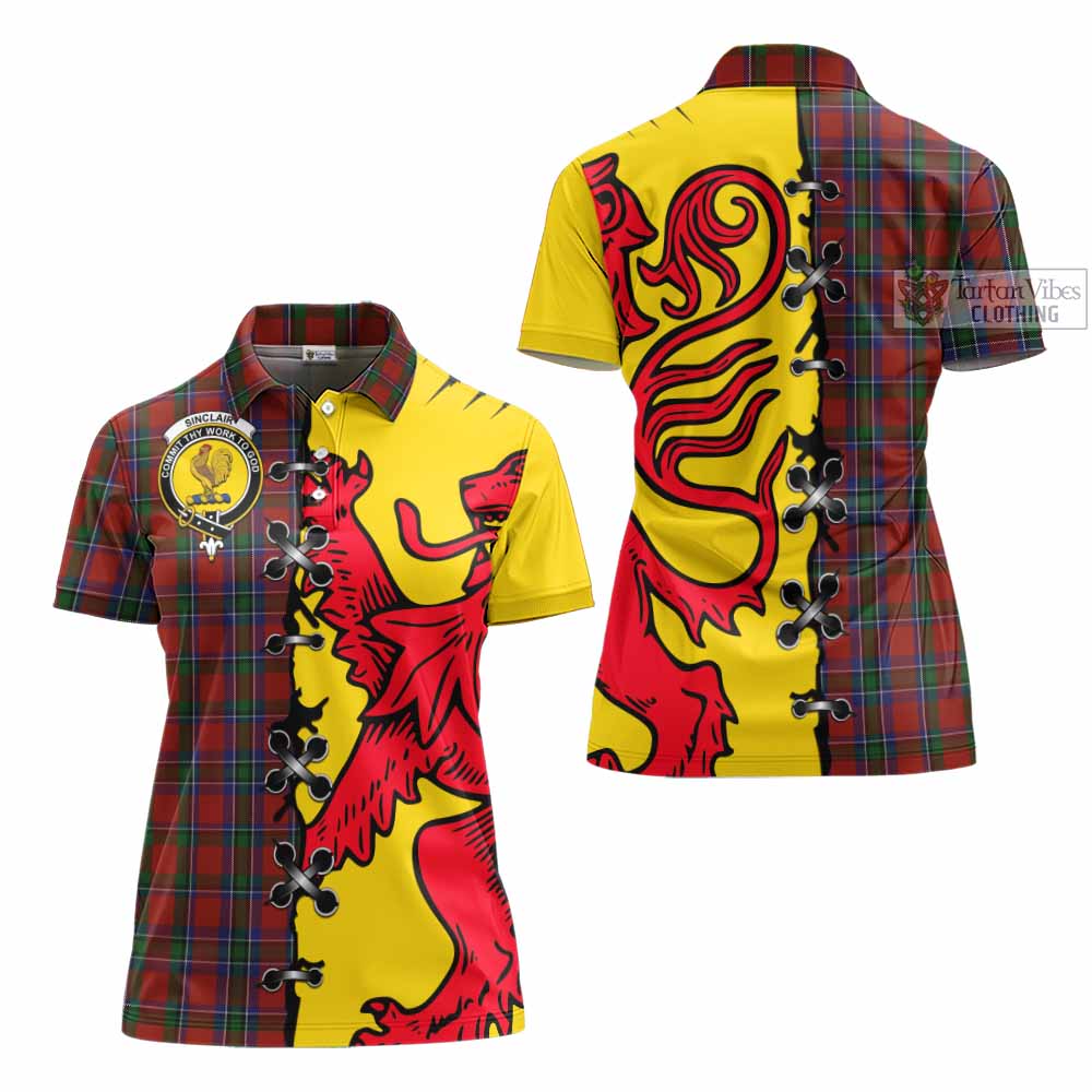 Sinclair Tartan Family Crest Women's Polo Shirt Lion Rampant Honor - Tartan Vibes Clothing