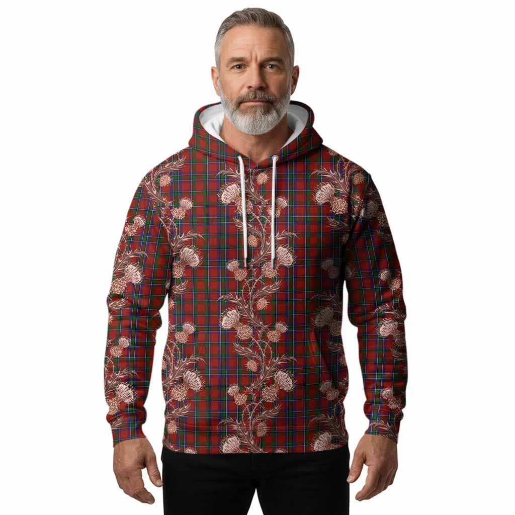 Sinclair Tartan Hoodie Seamless Scottish Thistle Flowers