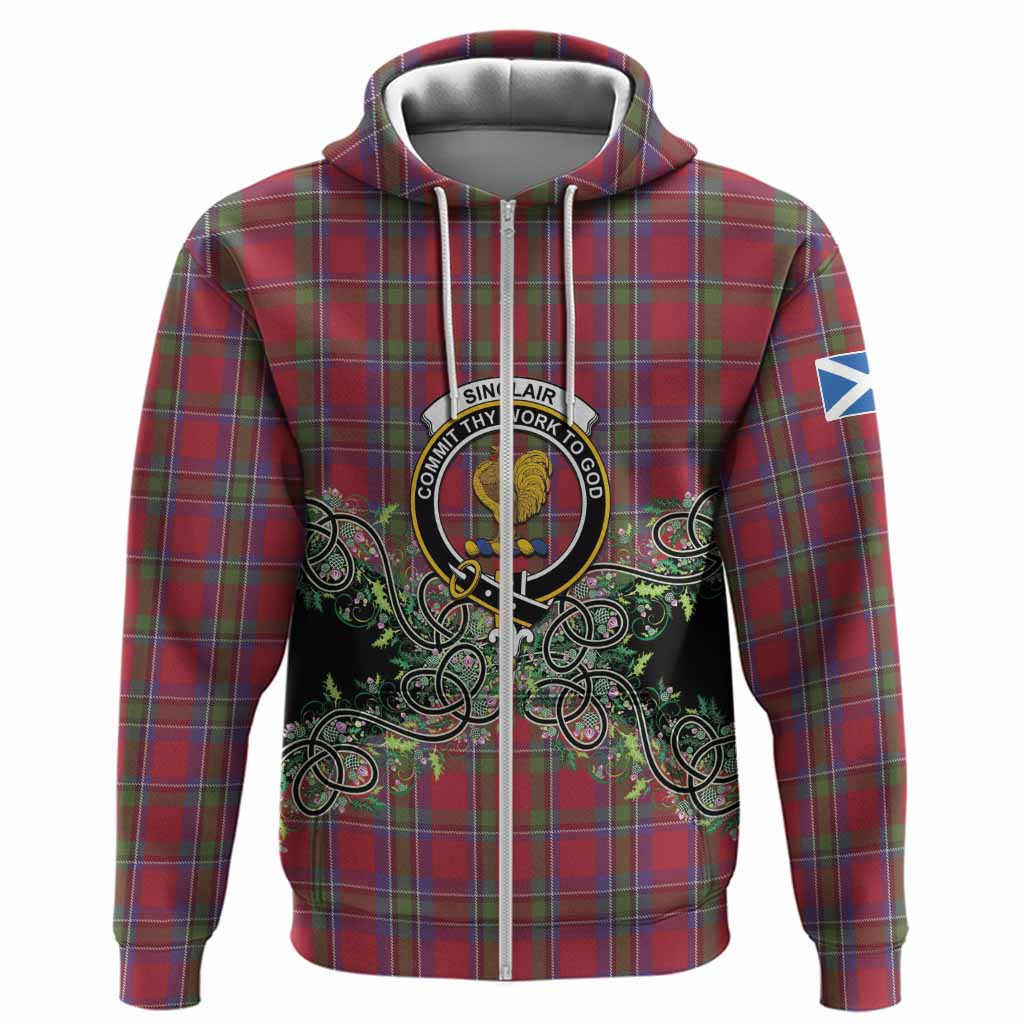 Sinclair Tartan Hoodie Thistle Scottish Spirit