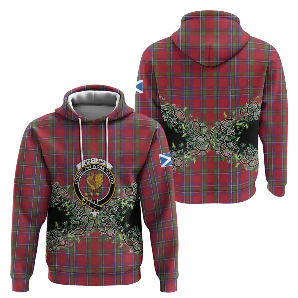 Sinclair Tartan Hoodie Thistle Scottish Spirit