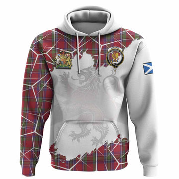 Sinclair Tartan Hoodie with Family Crest and Lion Rampant Grunge Style