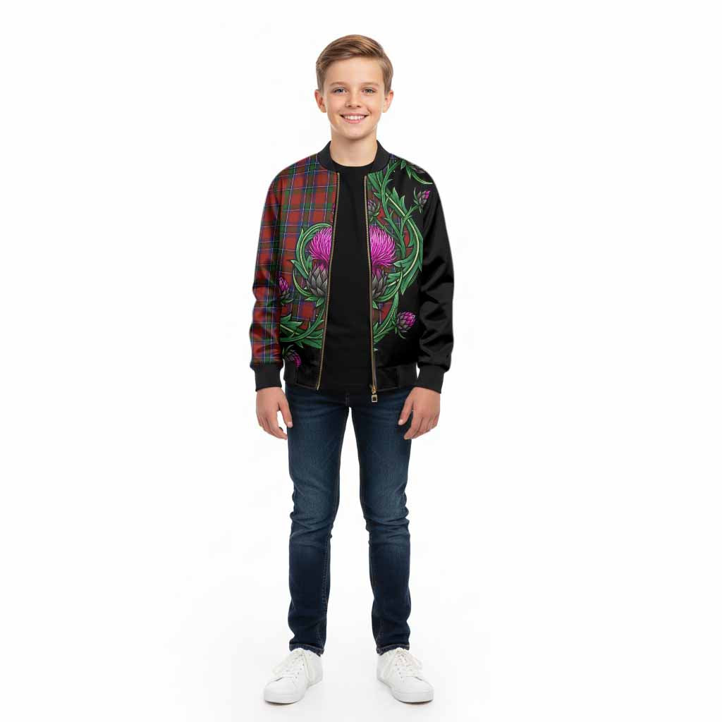 Sinclair Tartan Kid Bomber Jacket Resilient Scottish Thistle - Tartan Vibes Clothing