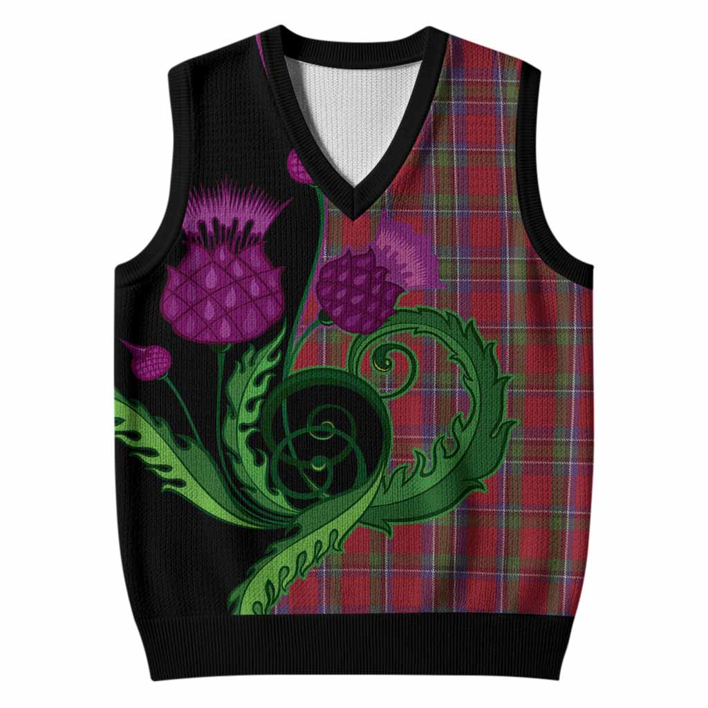 Sinclair Tartan Knitted V-Neck Vest Traditional Scottish Thistle