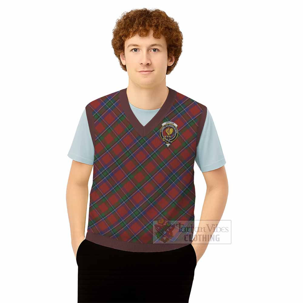 Sinclair Tartan Knitted V-Neck Vest with Family Crest Cross Style
