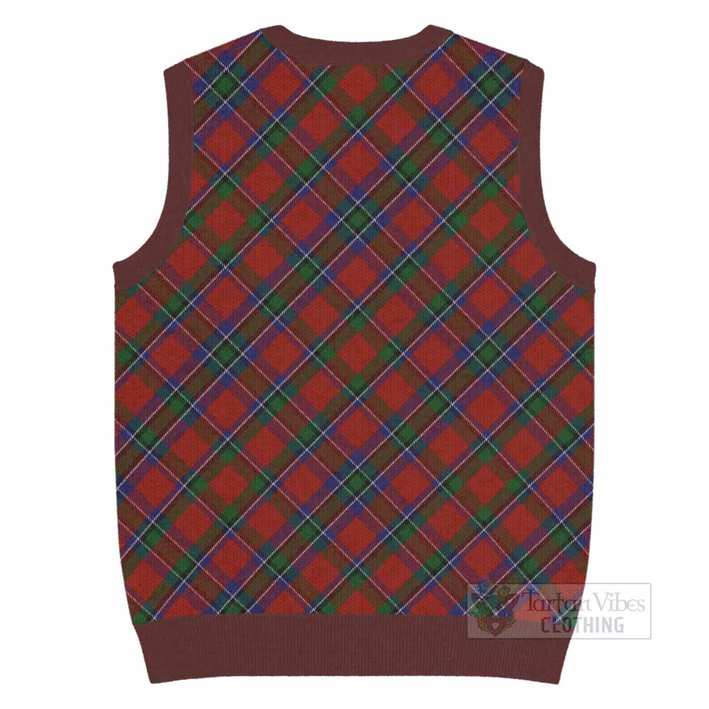 Sinclair Tartan Knitted V-Neck Vest with Family Crest Cross Style