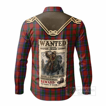 Sinclair Tartan Long Sleeve Button Shirts Bigfoot Riding The Kelpie Monster