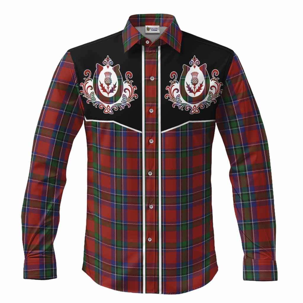 Sinclair Tartan Long Sleeve Button Shirts Horseshoe Ornament Men's Shirt S - Tartan Vibes Clothing