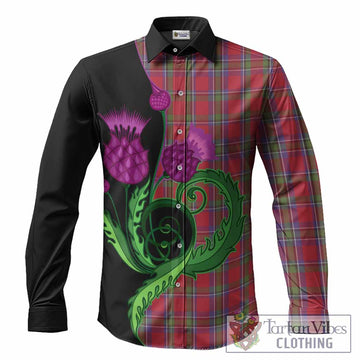 Sinclair Tartan Long Sleeve Button Shirts Traditional Scottish Thistle