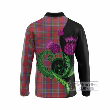 Sinclair Tartan Long Sleeve Polo Shirt Traditional Scottish Thistle