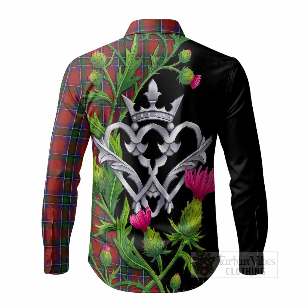 Sinclair Tartan Luckenbooth Long Sleeve Button Shirts Silver Heart Crown Thistle Floral - Tartan Vibes Clothing