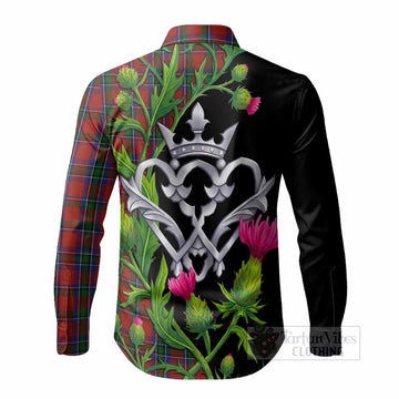 Sinclair Tartan Luckenbooth Long Sleeve Button Shirts Silver Heart Crown Thistle Floral - Tartan Vibes Clothing