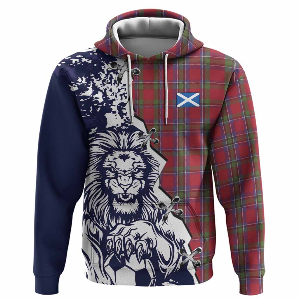Sinclair Tartan Scottish Hoodie Angry Lion With Soccer Ball Style