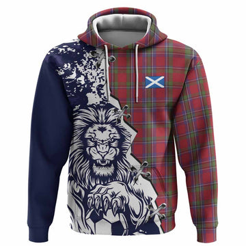 Sinclair Tartan Scottish Hoodie Angry Lion With Soccer Ball Style