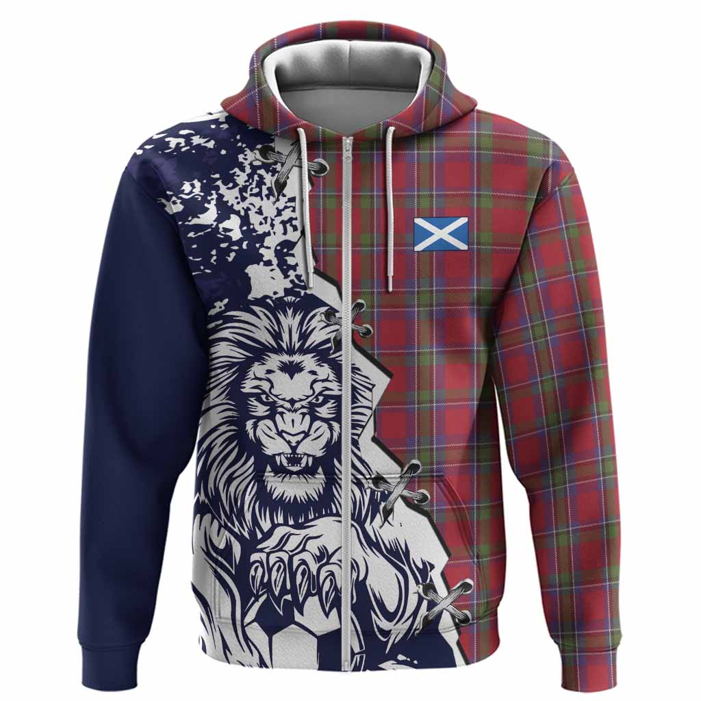 Sinclair Tartan Scottish Hoodie Angry Lion With Soccer Ball Style