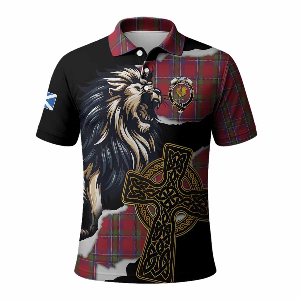 Sinclair Tartan Scottish Polo Shirt Lion Celtic Heritage