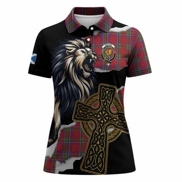 Sinclair Tartan Scottish Women Polo Shirt Lion Celtic Heritage
