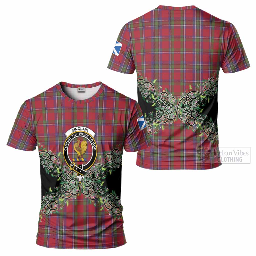 Sinclair Tartan T-Shirt Thistle Scottish Spirit