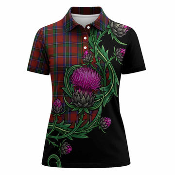 Sinclair Tartan Women Polo Shirt Resilient Scottish Thistle