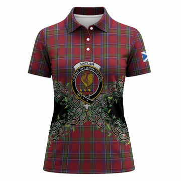 Sinclair Tartan Women Polo Shirt Thistle Scottish Spirit