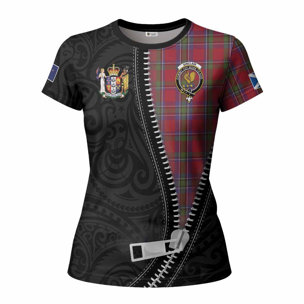 Sinclair Tartan Women T shirt New Zealand Pattern Unique Zipper Stylized