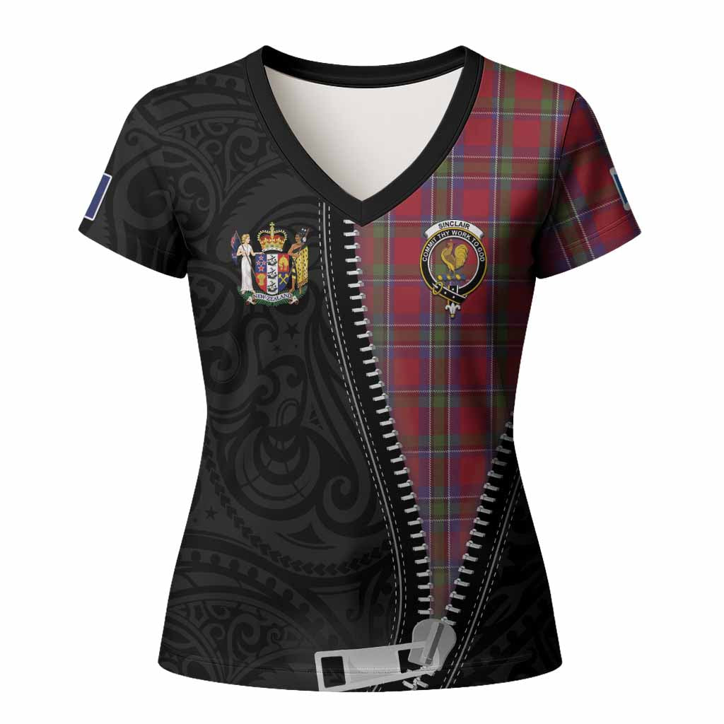 Sinclair Tartan Women T shirt New Zealand Pattern Unique Zipper Stylized