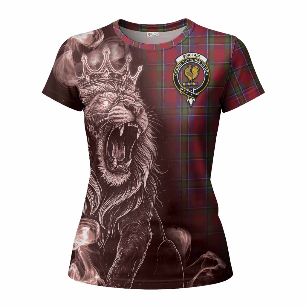 Sinclair Tartan Women T shirt Roaring Lion Heritage