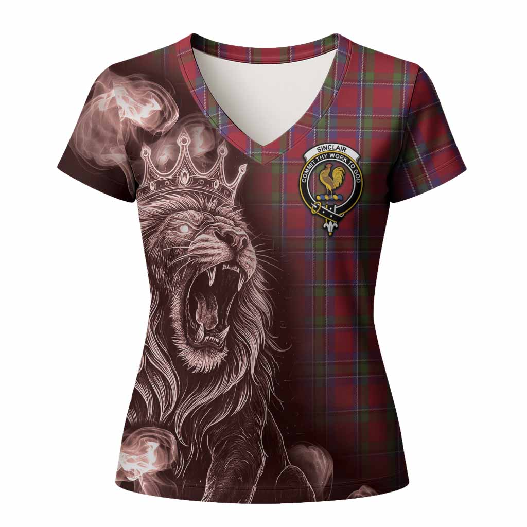 Sinclair Tartan Women T shirt Roaring Lion Heritage