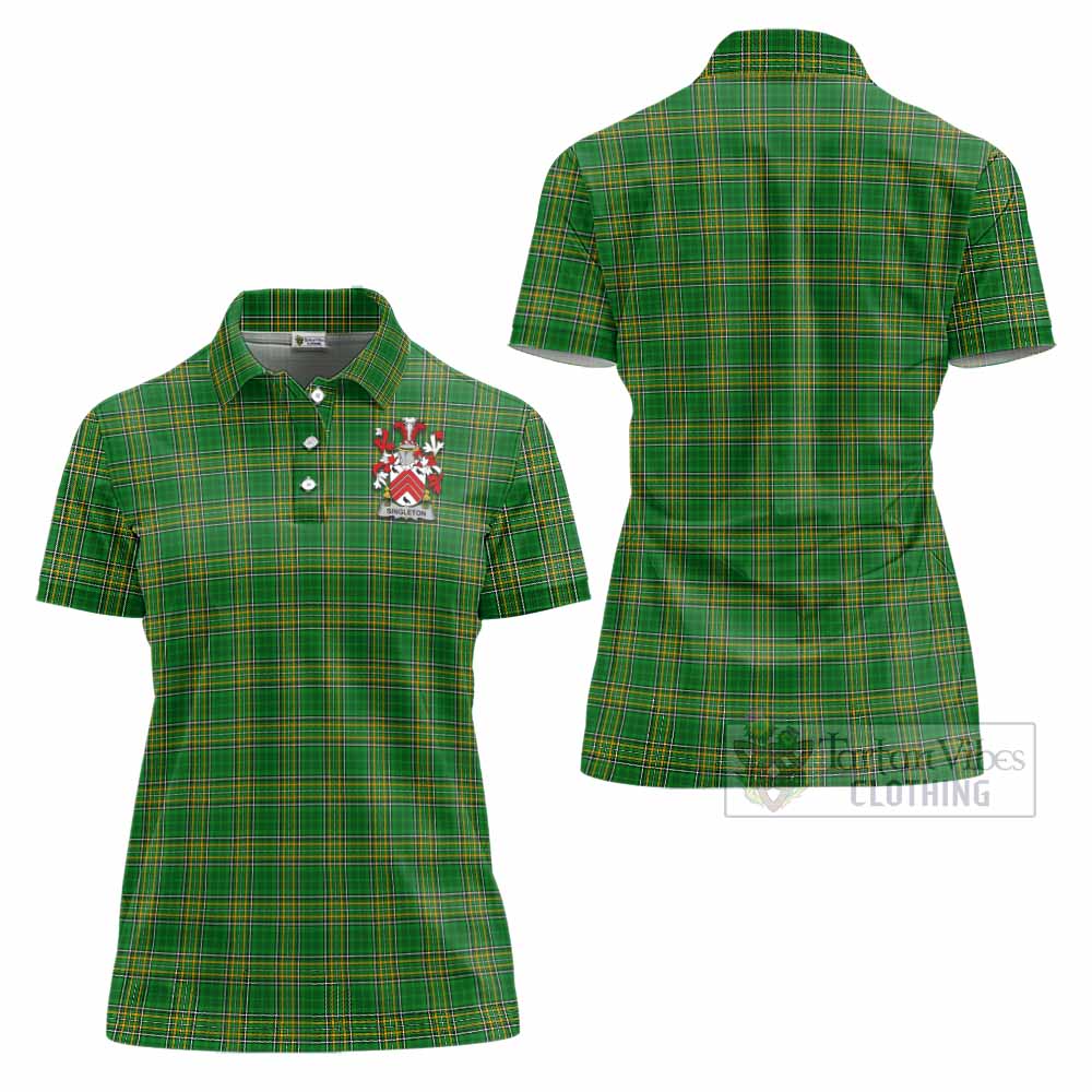 Singleton Irish Clan Tartan Women's Polo Shirt with Coat of Arms - Tartan Vibes Clothing