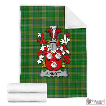 Sinnott Irish Clan Tartan Blanket with Coat of Arms X-Large 59 x 79 inches 150 x 200 cm - Tartan Vibes Clothing