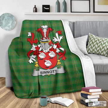 Sinnott Irish Clan Tartan Blanket with Coat of Arms - Tartan Vibes Clothing