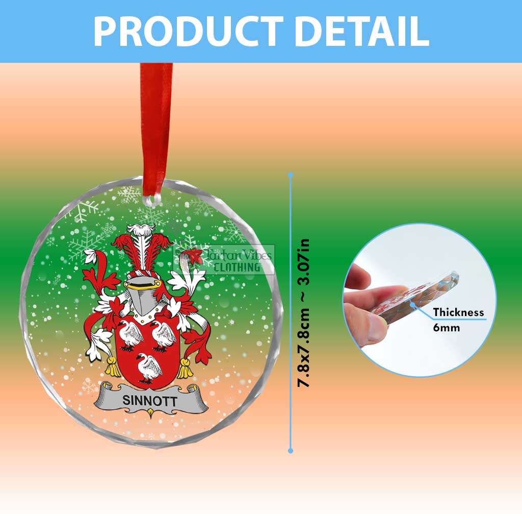 Sinnott Irish Clan Christmas Glass Ornament with Coat of Arms - 2D-tartanvibesclothing