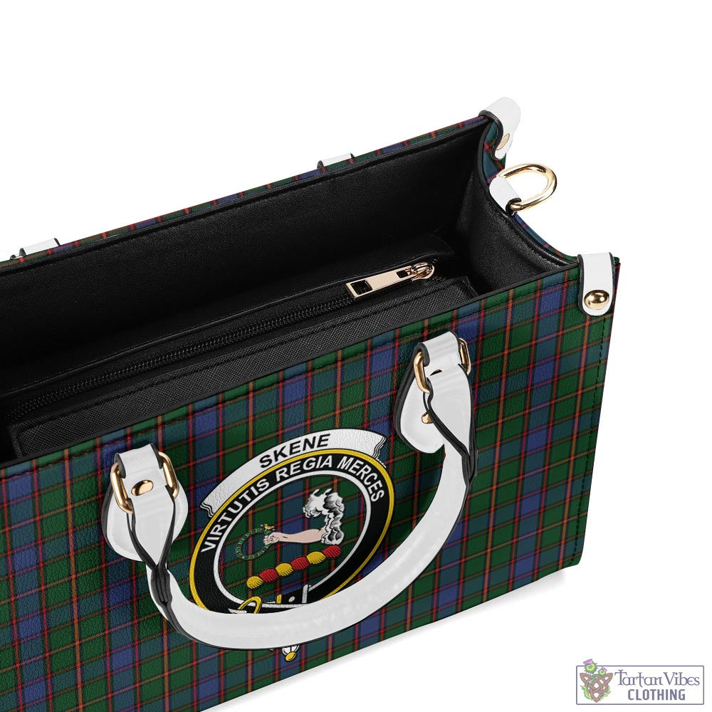 Tartan Vibes Clothing Skene Tartan Luxury Leather Handbags with Family Crest