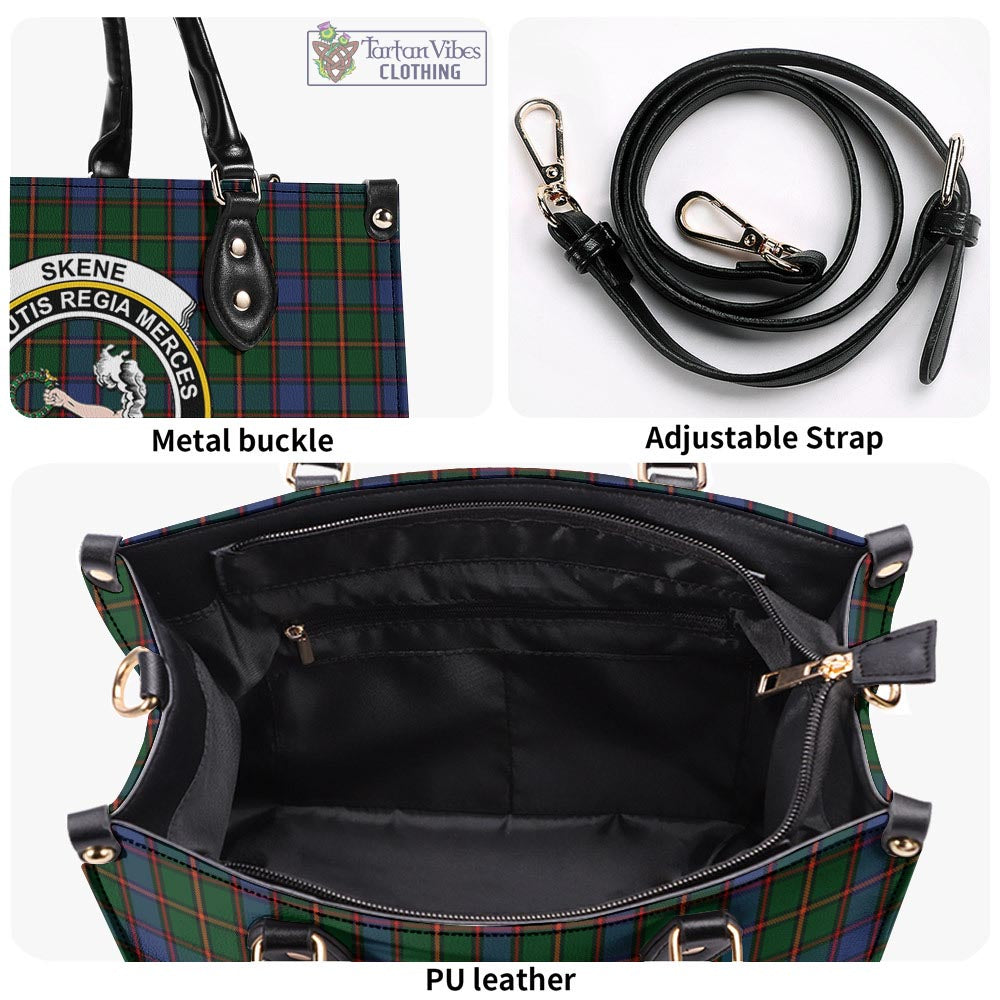 Tartan Vibes Clothing Skene Tartan Luxury Leather Handbags with Family Crest