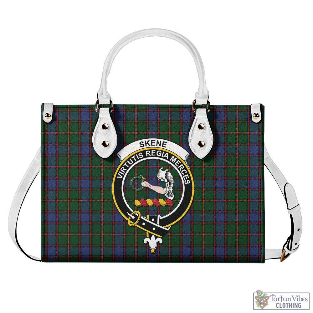 Tartan Vibes Clothing Skene Tartan Luxury Leather Handbags with Family Crest