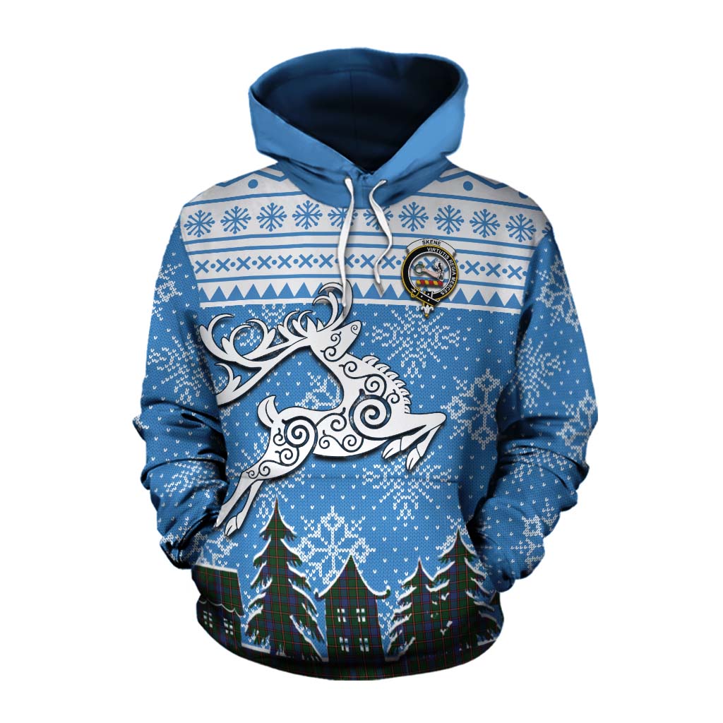 Skene Clan Christmas Cotton Hoodie Celtic Reindeer Style Pullover Hoodie XS - Tartan Vibes Clothing