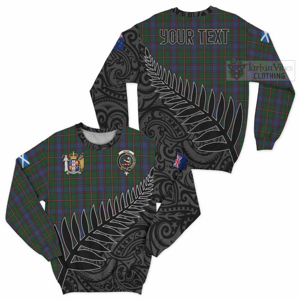 Tartan Vibes Clothing Skene Crest Tartan Sweatshirt with New Zealand Silver Fern Half Style