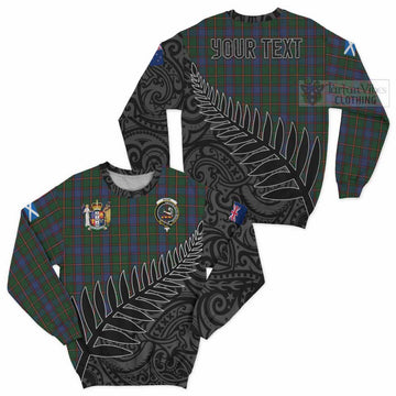 Tartan Vibes Clothing Skene Crest Tartan Sweatshirt with New Zealand Silver Fern Half Style